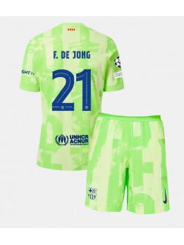 Detské Futbalové oblečenie Barcelona Frenkie de Jong #21 2024-25 Krátky Rukáv - Tretina (+ trenírky)